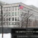 2022년 2월 12일 우크라이나 키예프에 있는 미국 대사관의 모습. 정부는 대사관 직원을 포함한 미국민들의 대피령을 다시 발령했다. February 12, 2022. REUTERS/Valentyn Ogirenko