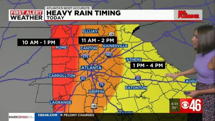 메트로 애틀랜타 정오부터 강한 폭풍우 예고