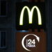 A view shows a board with the logo of McDonald's at the company's restaurant in Saint Petersburg, Russia 
러시아 상트페테르부르크에 있는 맥도날드 매장 March 8, 2022. REUTERS/Anton Vaganov