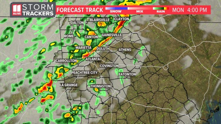 오후 조지아 북부 애틀랜타에 강한 폭풍우 예고