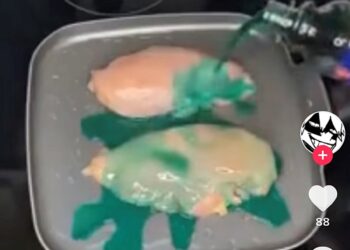 감기약 '나이퀼'(NyQuil)을 닭가슴살에 부어 요리하는 모습. 틱톡 캡처.