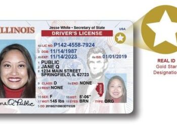 연방정부 규정에 따라 제작된 단일 신분증 '리얼 ID'. 일리노이 주 총무처 제공.