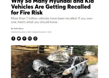 현대차와 기아의 화재 관련 리콜 사태를 집중 조명한 컨수머리포트. 컨수머리포트 웹사이트 캡처.