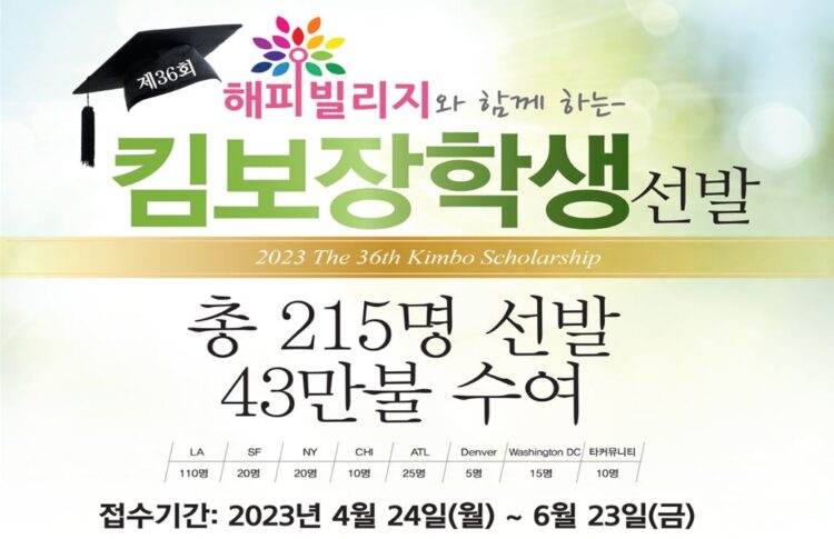 [알림] 1인당 2000불…2023년 킴보장학생 선발