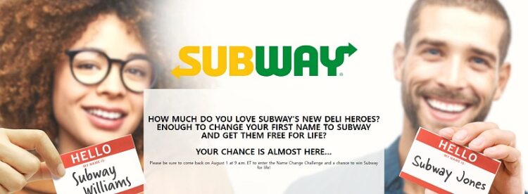 ‘서브웨이’로 개명 땐 평생 샌드위치 무료