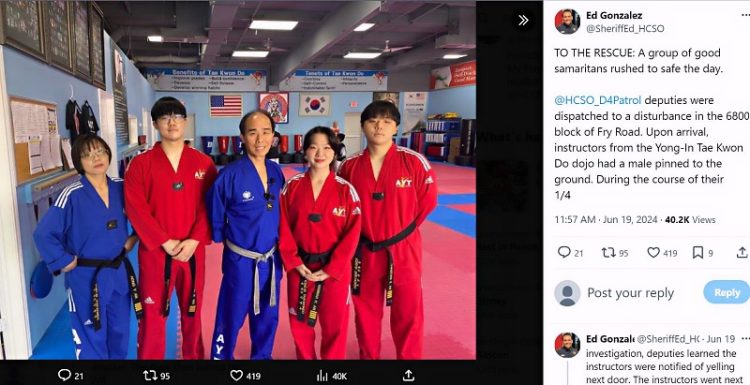 텍사스 한인 태권도 가족이 성폭행범 제압... "할일 했을 뿐"