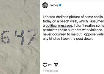 제임스 코미 전 FBI 국장이 인스타그램에 올렸다가 지운 사진(왼쪽)과 그 후 올린 해명 글(오른쪽). [제임스 코미 인스타그램]