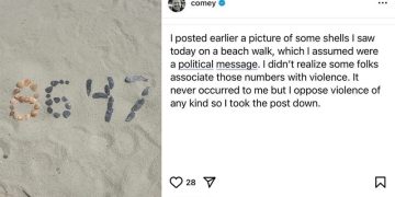 제임스 코미 전 FBI 국장이 인스타그램에 올렸다가 지운 사진(왼쪽)과 그 후 올린 해명 글(오른쪽). [제임스 코미 인스타그램]