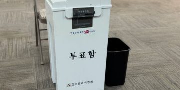 2024년 한인회관에 차려진 재외투표소. 윤지아 기자.