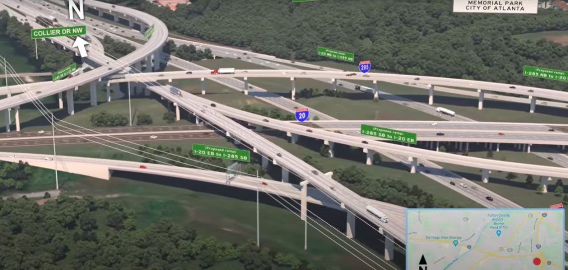I-285와 I-20 인터체인지 구간. [GDOT 유튜브 캡처]