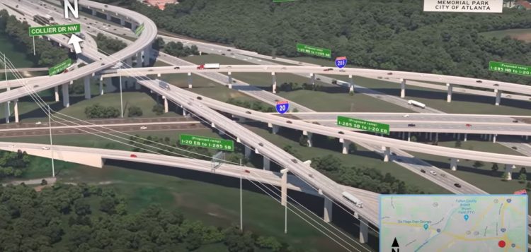 I-285와 I-20 인터체인지 구간. [GDOT 유튜브 캡처]