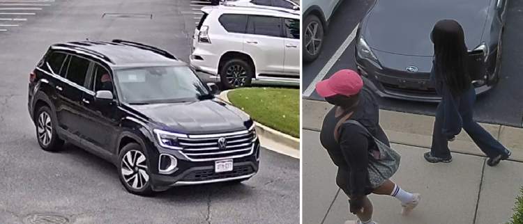 용의자로 지목된 흑인 여성 2명과 검은색 차량.