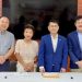 14일 한인상의 기자회견장에서 (왼쪽부터) 썬 박, 엄수나 위원, 박철효 위원장, 토마스 채 이사가 한자리에 섰다. 윤지아 기자.