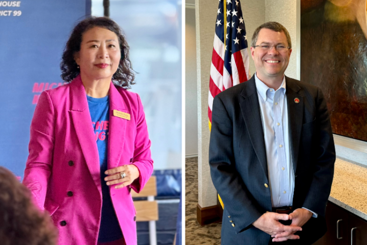 미쉘 강 후보와 맷 리브스 의원. 윤지아 기자.