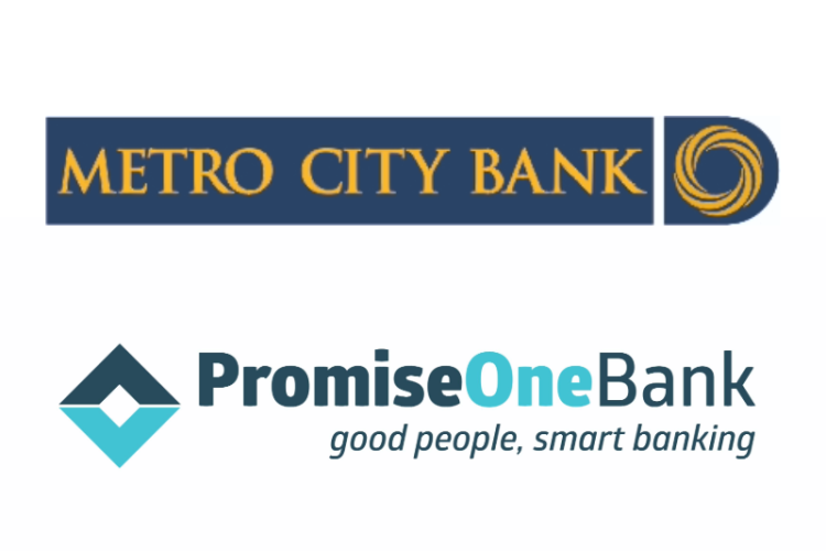메트로시티와 프라미스원 은행 로고.