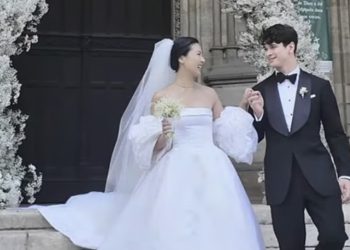 지난 8월 프랑스 파리 지방시 가문 소유 성당에서 거행된 지방시 창립자 후손인 션 태핀 드 지방시와 정다혜씨의 결혼식. SNS 캡처.