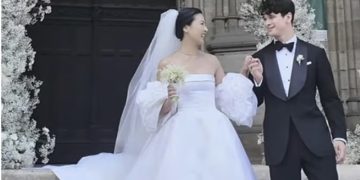 지난 8월 프랑스 파리 지방시 가문 소유 성당에서 거행된 지방시 창립자 후손인 션 태핀 드 지방시와 정다혜씨의 결혼식. SNS 캡처.