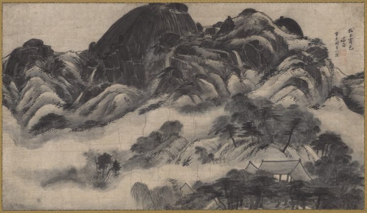 인왕제색도(국보). 76세에 평생을 쌓아온 진경산수화의 대가다운 기량을 펼친 대작이다. 여름날 소나기가 내린 후 개이기 시작하는 하늘 아래 웅장한 모습을 드러낸 인왕산의 모습을 실감나게 묘사했다. 5월 6일까지 전시된 이후 미국 순회전을 떠나는데, 당분간 국내에서 작품 감상이 어려울 예정이다./국립중앙박물관 소장, 이건희 회장 기증