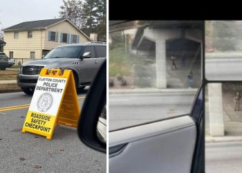 20일 소셜미디어에 공유된 조지아주 메트로 애틀랜타 지역 상황. 왼쪽은 클레이튼 카운티에 설치된 검문소, 오른쪽은 도라빌 뷰포드 하이웨이에 나타난 이민단속 요원.