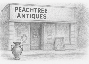 베이처의 회사 ‘피치트리 앤티크스’ 일러스트. [AI 생성 이미지]