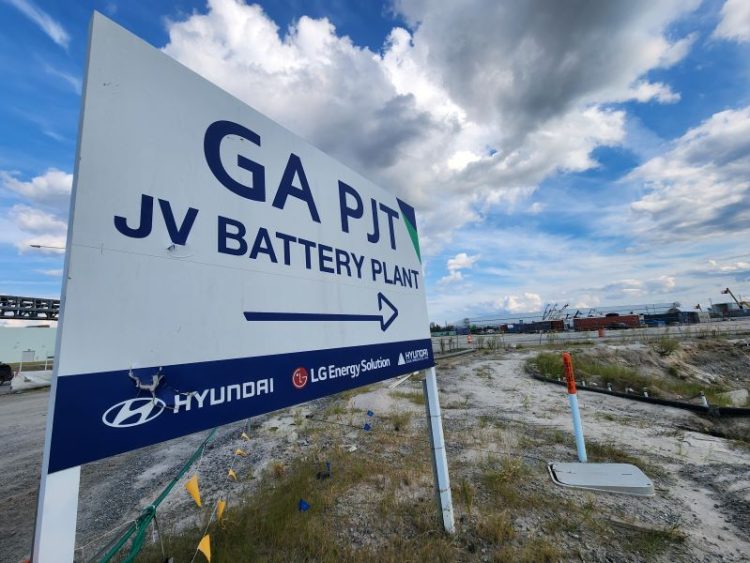 조지아주 브라이언 카운티 엘러벨에 위치한 현대차-LG엔솔 배터리공장 건설 현장. [연합뉴스 자료사진]
