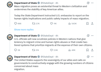 국무부가 엑스에 올린 포스트.