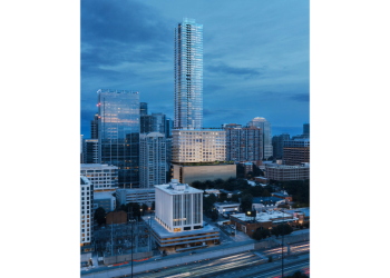 60층 높이의 1072 웨스트 피치트리 빌딩 완공 후 모습 조감도.