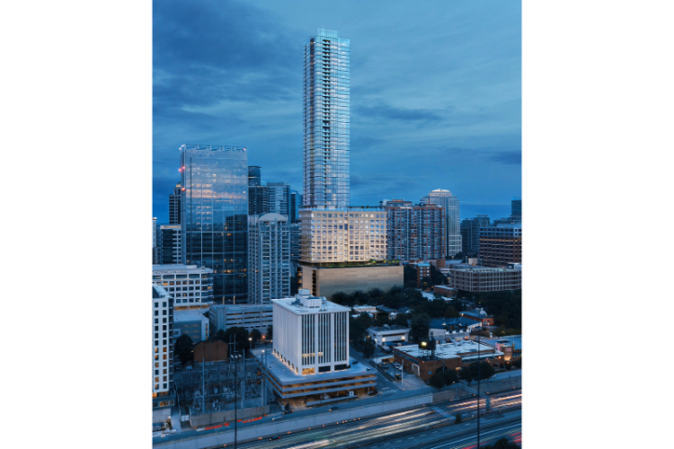 60층 높이의 1072 웨스트 피치트리 빌딩 완공 후 모습 조감도.