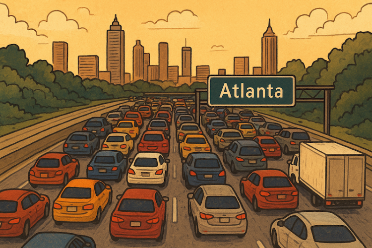 지난해 애틀랜타의 하루 평균 정체 시간은 6시간으로 2019년의 약 4시간 30분보다 늘었다. [AI 생성 이미지]