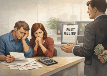 ‘채무 탕감’(debt relief)을 약속하며 소비자들에게 접근해 사기 행각을 일삼는 가짜 빚 탕감 업체들이 급증하고 있다. [AI 생성 이미지]