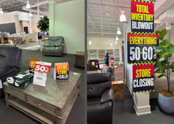 둘루스 ‘아메리칸 시그니처’ 가구점에서 폐업 세일이 한창이다. [본사 광고국 김영열 국장]