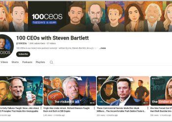 인기 팟캐스트 진행자 스티븐 바틀릿이 자신의 목소리를 복제한 AI가 내레이션을 맡은 유튜브 채널 ‘100 CEOs With Steven Bartlett’. [유튜브 스크린샷]