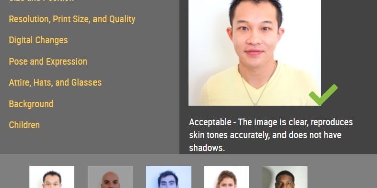 미 국무부 홈페이지에 올라온 여권 사진 규정 안내문 캡처.