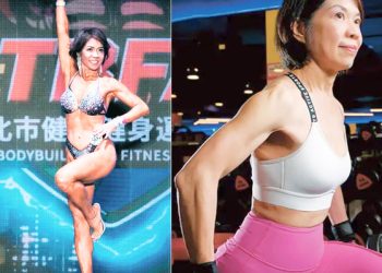 보디빌딩 대회에서 비키니를 입고 탄탄한 근육질 몸매를 선보인 대만의 72세 할머니가 화제다. 사진 유튜브 캡처