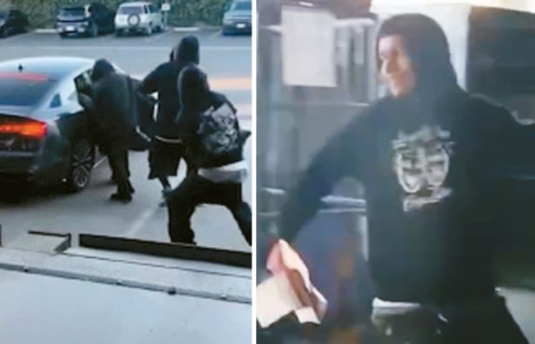 남가주 지역 한 우체국 감시카메라에 잡힌 우편물 절도 용의자들. [ABC7 캡처]