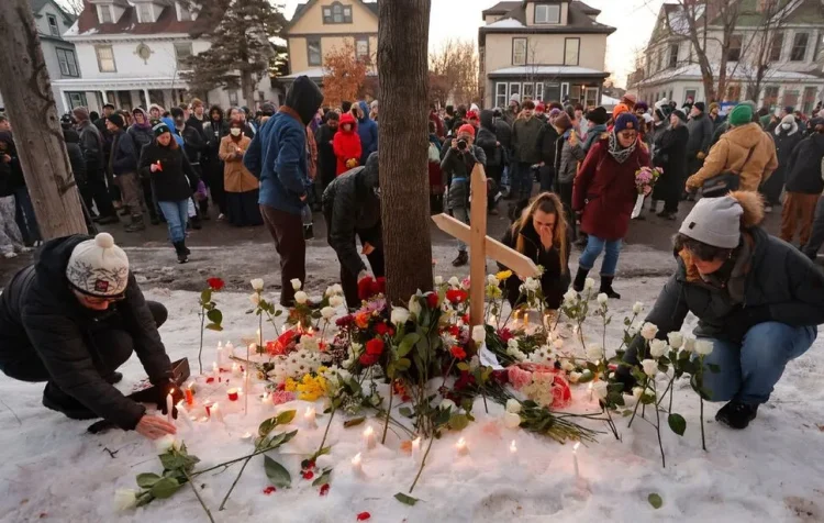 7일 미국 미네소타주의 주도 미니애폴리스에서 이민세관단속국(ICE) 요원의 총에 맞아 숨진 여성을 추모하는 집회가 열렸다. [로이터]