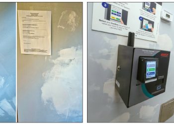 올리브 아파트의 세탁카드와 동전 교환기가 설치됐던 자리. 맨 오른쪽 사진은 새로 설치된 세탁카드 충전 단말기. [주민 제공]