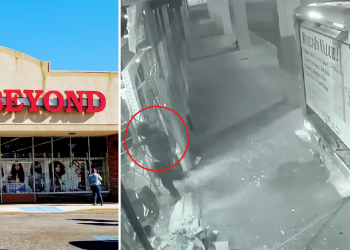 불법침입 용의자들이 유홀 트럭을 후진시켜 차단문을 들이받는 모습. [디캡카운티 경찰 제공]