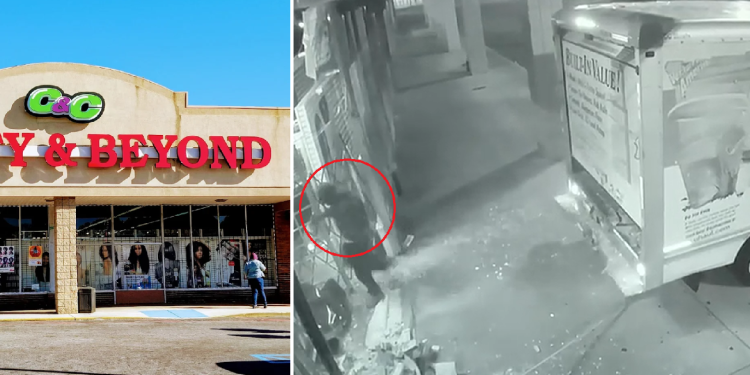 불법침입 용의자들이 유홀 트럭을 후진시켜 차단문을 들이받는 모습. [디캡카운티 경찰 제공]