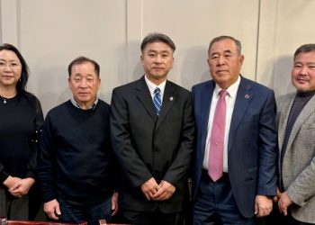 동남부총연의 임원들. (왼쪽부터) 유은희 사무국장, 조경구 수석부회장, 지상학 기획부회장, 신동준 회장, 유민종 특보.  윤지아 기자.