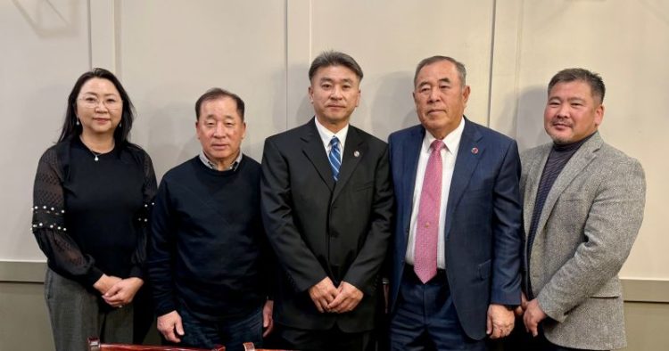 동남부총연의 임원들. (왼쪽부터) 유은희 사무국장, 조경구 수석부회장, 지상학 기획부회장, 신동준 회장, 유민종 특보. 윤지아 기자.