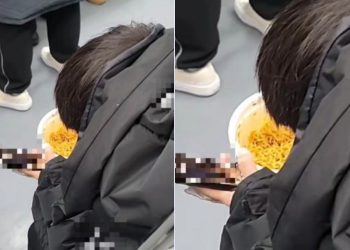 인천지하철 1호선 객차 안에서 라면을 먹는 승객. 사진 온라인 커뮤니티 캡처