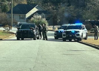 사건이 발생한 로렌스빌 주택가에 경찰이 조사를 벌이고 있다. [출처 WXIA]