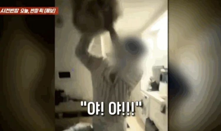 강아지를 들어 던지려는 남성. 사건반장 캡쳐