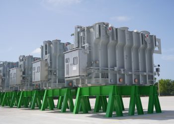 앨라배마주 HD현대파워트랜스포머(HPT) 공장 야적장에 변압기가 놓여 있다. 장채원 기자