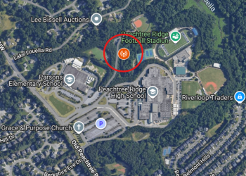 스와니 피치트리 릿지 고등학교 인근에 들어설 기지국 위치. 구글맵