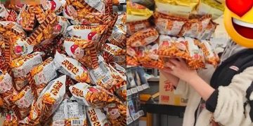 이마트에서 판매하는 과자를 박스 안에 최대한으로 담아 가는 모습. 온라인 커뮤니티 캡쳐