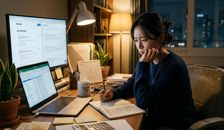 직장인의 상당수가 올해 직업을 바꾸는 것을 고민하고 있지만 실제 이직으로 이어지는 경우는 제한적인 것으로 나타났다. [AI 생성 이미지]