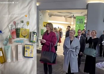 캐롤라인 레빗 미국 백악관 대변인이 작년 10월 한미 정상회담이 열린 직후 올리브영에서 구입한 화장품 인증샷을 자신의 소셜미디어에 올리면서 올리브영은 ‘K-뷰티 쇼핑성지’로서의 명성을 입증했다. [사진 유튜브 캡처, 중앙포토]