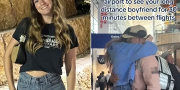 사라가 남자친구와 재회하는 모습. 틱톡 캡쳐